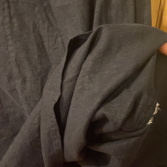 T Tahari Sleeveless Collared Linen Dress Lightweight Navy Blue Size 14 - Picture 7 of 10